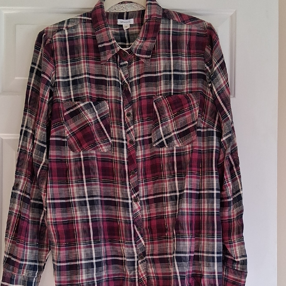Westport Red and White Checkered Blouse